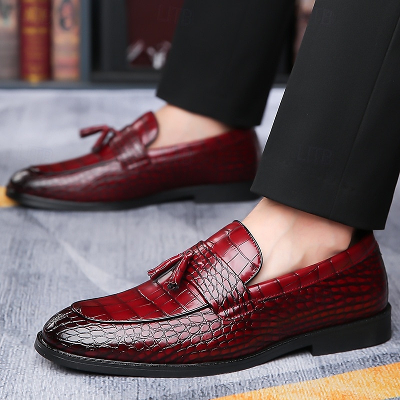 pánské luxusní mokasíny z krokodýlí kůže se střapcovým detailem - elegantní slip-on boty pro pracovní i formální oblečení 2025 - AU $83.72 –P1