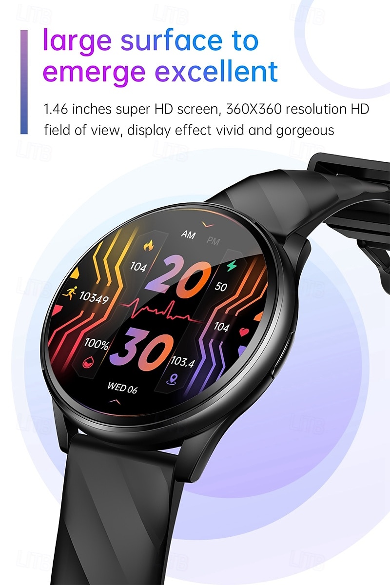 KT77 Smart Watch 1.46 inch Smartwatch Fitness Running Watch Bluetooth Pedometer Call Reminder Fitness Tracker Compatible with Android iOS Women Men Long Standby Hands-Free Calls Waterproof IP68 22mm 2025 - $49.99 –P3