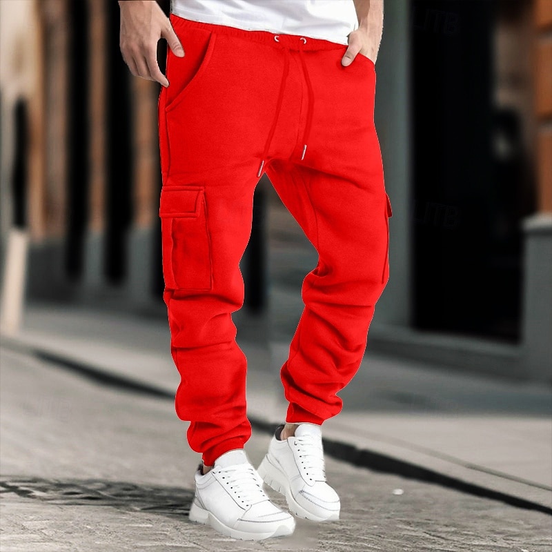 Homens Calças Cargo Calças Calça de moletom cargo Cintura elástica Bolso multi Punho com Elástico Tecido Vestível Ao ar livre Diário Acampar e Caminhar Moda Clássico Preto Amarelo de 2025 por $25.99 –P5