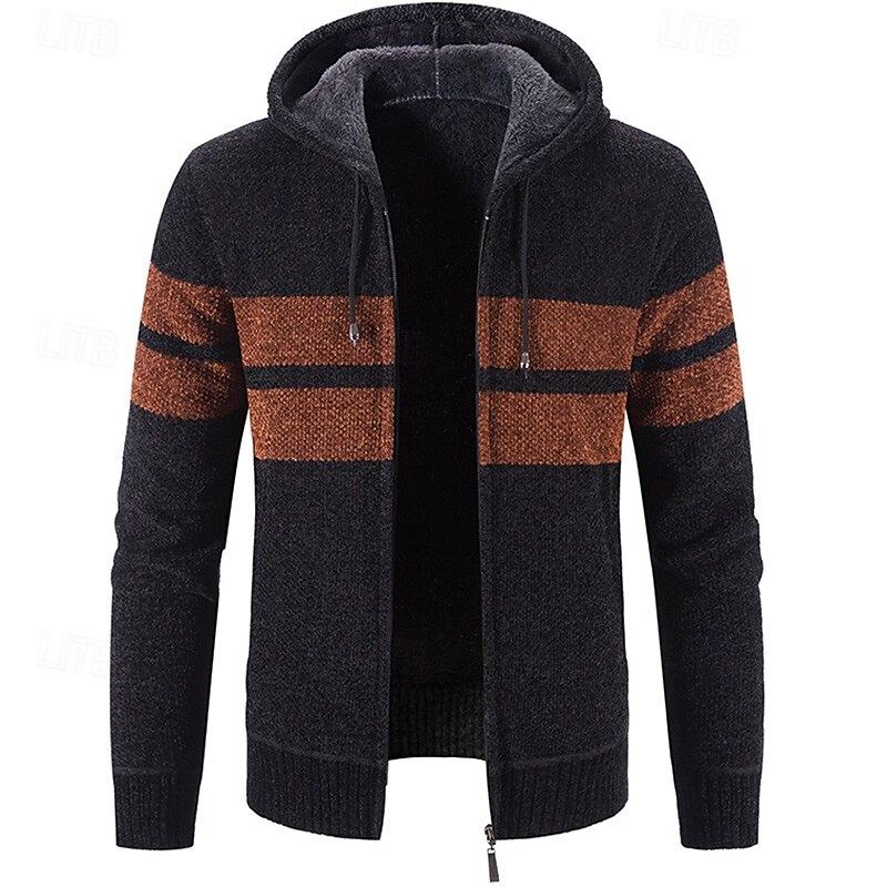 Per uomo Cardigan Maglione Maglione corto Maglione con zip Maglione lavorato a maglia A coste Maglia Standard Collage Tasche Color Block Con cappuccio Di tendenza Classico Da tutti i giorni del 2025 a $43.99 –P11