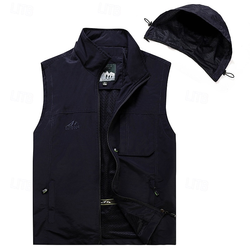 בגדי ריקוד גברים וסט Gilet אפוד דייגים וסט לטיולי הליכה יומי פגישה (דייט) חופשה אופנתי יום יומי קיץ & אביב כיס מכסה המנוע הניתן להסרה פוליאסטר נוח אחיד רוכסן עם קפוצ'ון רגיל 2025 - $38.99 –P5