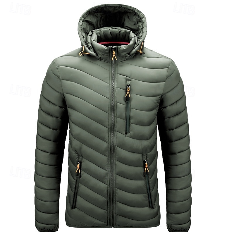 Pánské Prošívaná bunda Puffer Jacket Zimní bunda Puffer Zima Venkovní Tepelná izolace Balitelné Lehká váha Odnímatelné víčko Svrchní oblečení Lehká bunda Puffer Puffy Coat Celý Zip Rybaření Lezen 2025 - $55.99 –P3