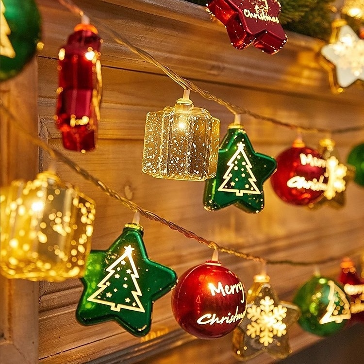 Guirnalda de luces LED de Navidad con forma de estrella, 1,5 m, 10 ledes, funciona con pilas, para árbol de Navidad, bolas redondas, para Navidad, Año Nuevo, bodas, fiestas, hogar, ventana, jardín, 2025 - $12.49 –P4