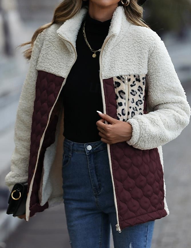 Mulheres Casaco impermeável Para Noite Outono Inverno Longo Casaco Normal Manter Quente Respirável à moda Casual Casaco Manga Longa Leopardo Corte Justo Vinho Verde Tropa Café de 2025 por $36.99 –P7