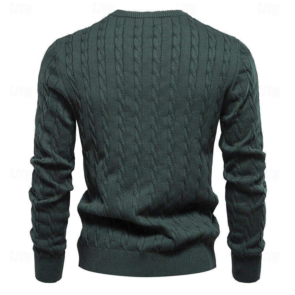 maglione da uomo in cotone con ricamo giraffa, girocollo, classico pullover lavorato a maglia con motivo a torsione per uomo del 2025 a $41.99 –P2