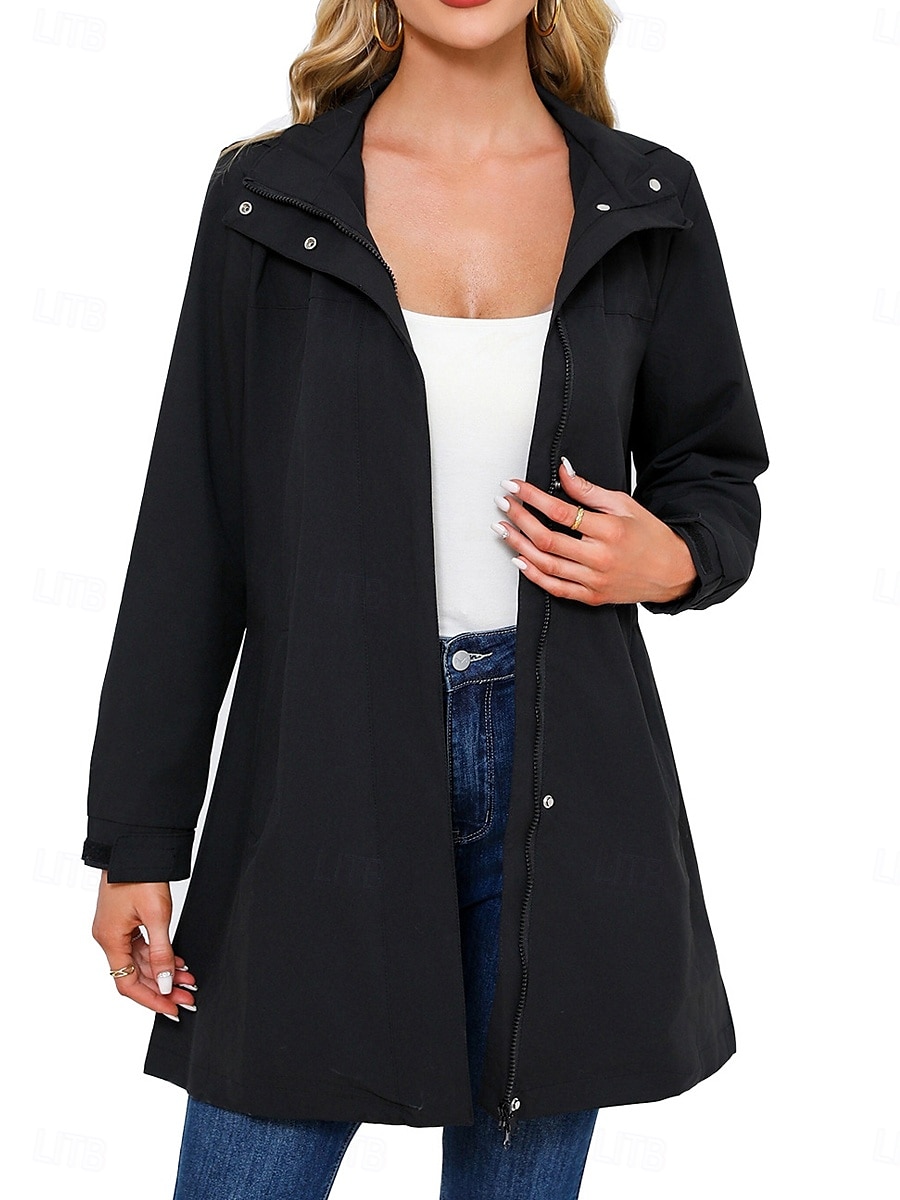 Women's Casual Jacket Work Zipper Solid Color Windproof Fashion Loose Fit Outerwear Long Sleeve Fall Black S 2025 - $83.99 –P2