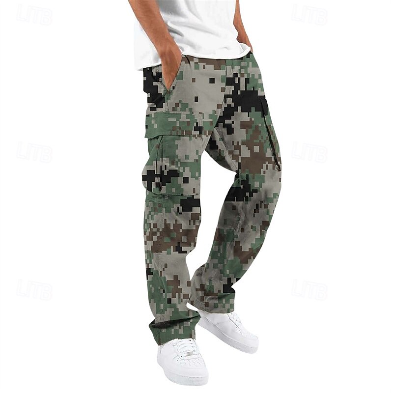 Pánské Kargo kalhoty Kalhoty Taktické kalhoty Knoflíky Multi kapsa Straight-Leg Kamuflážní barva Nositelný Denní Venkovní Outdoor a turistika Módní Klasické Vodní modrá Černá 2026 - $26.99 –P9