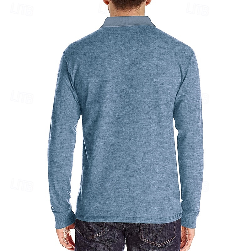 Herr POLO Shirt Golftröja Ledigt Sport Kavajslag Långärmad Mode Grundläggande Ensfärgat Knapp Vår & Höst Normal Ljusblå Militärgrön Mörkgrå Sjöblå Retroröd Aprikos POLO Shirt 2025 - $22.99 –P3