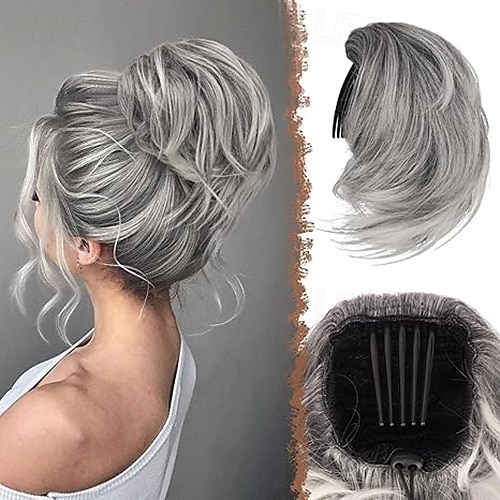 Meșe Coc Cu Clape Păr Sintetic Fir de păr Extensie de păr Ondulat Petrecere Zilnic Purtare Zilnică Bej Gri Blond 2026 - RON 45.13 –P2