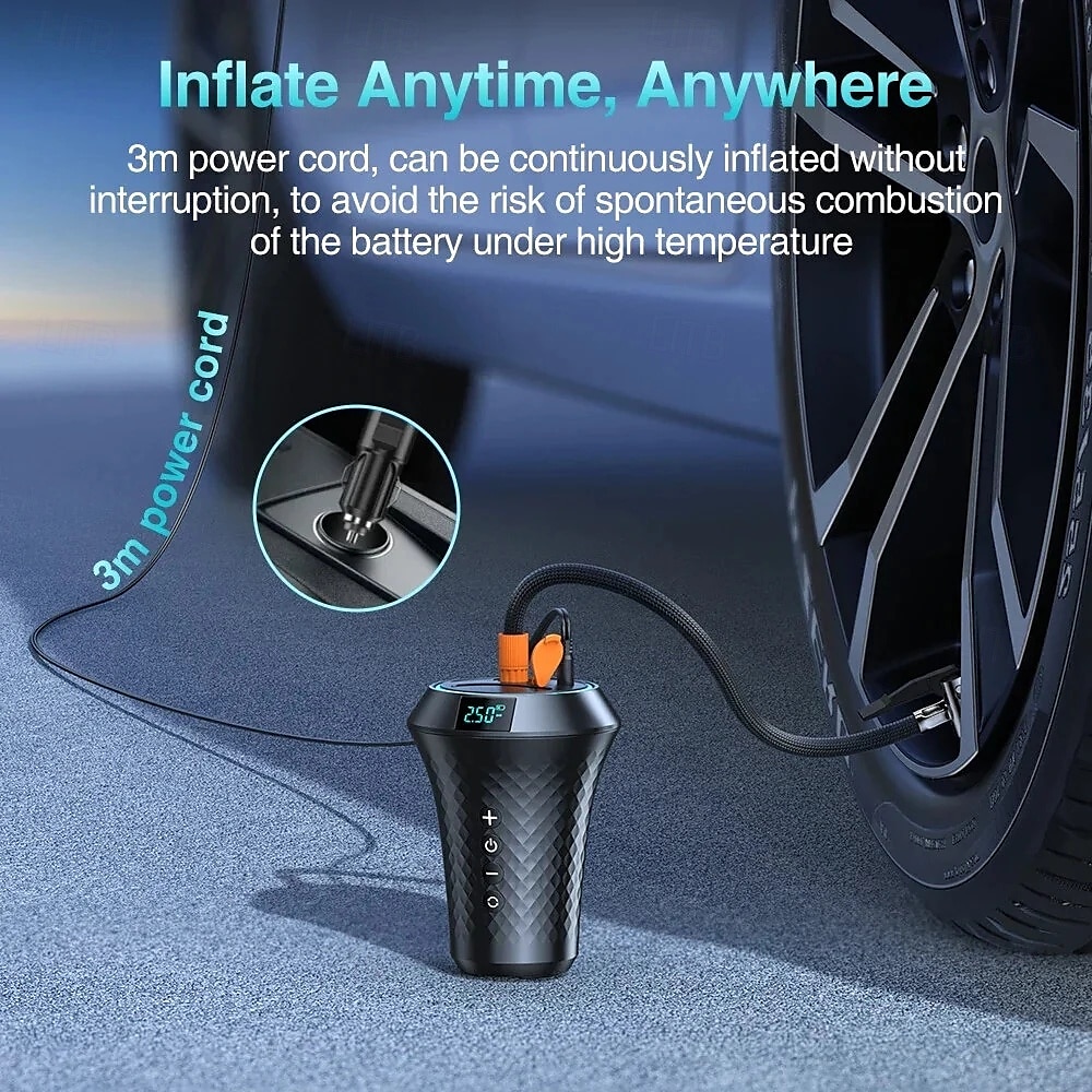 2-in-1 draagbare luchtpomp cup extender autolader bandenpomp luchtcompressor autopomp pomp mobiele telefoon snel opladen 2025 - $47.99 –P2