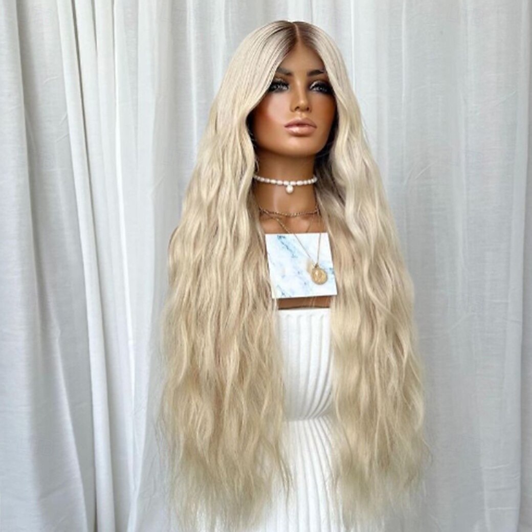 parrucca frontale in pizzo 13x4 con capelli umani remy, parrucca bionda cenere con capelli per bambini, senza colla, con onde naturali e ombre, per donne del 2025 a $236.99 –P2