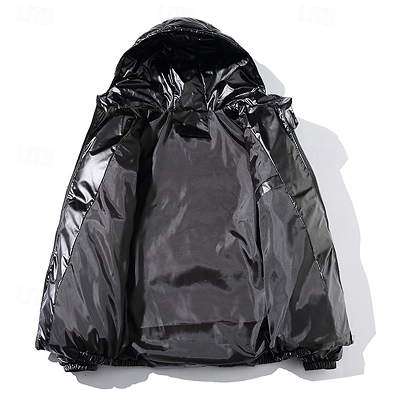 Herr Vinterkappa Pufferjacka Vadderad jacka Ficka Polyester Dagliga kläder Datum Semester Normal Mode Ledigt Bekväm Håller värmen Höst vinter Enfärgad / vanlig färg Silver Svart Marinblå Guld 2025 - $44.99 –P10