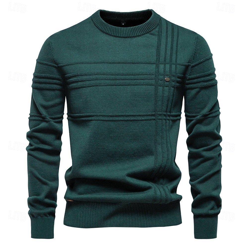 Hombre Pull-over Tejer Tops regulares De Punto Color sólido/liso Cuello redondo Casual Casual Diario Ropa Otoño invierno Azul Piscina Verde Trébol S M L 2025 - $34.99 –P8