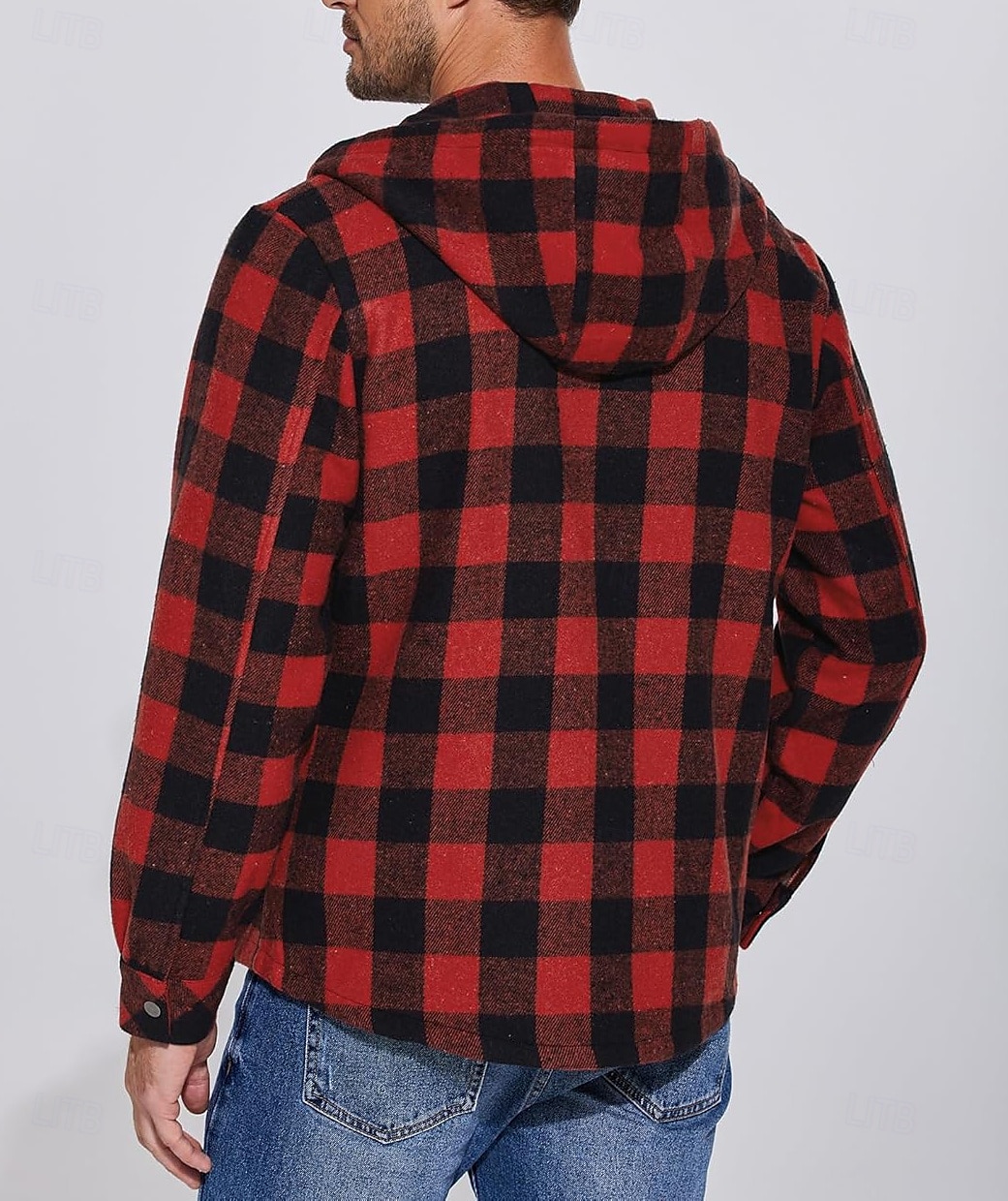 Herren Hemdjacke Kapuzenjacke Shacket Flanell-Fleecejacke Täglich Urlaub warm Mit Kapuze Herbst Winter Schottenstoff Kariert Modisch Strassenmode Kargen Standard Schwarz Dunkelrot Hellgrün Rote Blau 2025 - $60.99 –P47