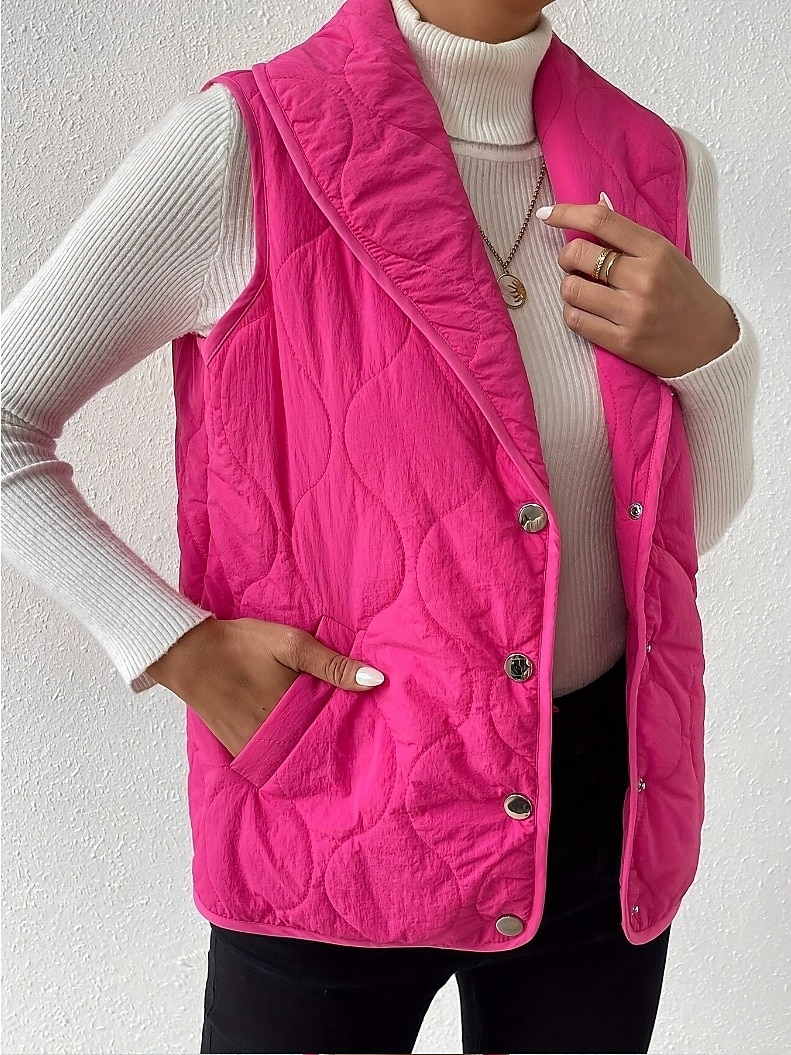 Women's Tunic Elegant Daily Sleeveless Sleeveless V Neck Shirt Collar New Year Rose Pink Spring Fall Winter 2025 - $29.99 –P5