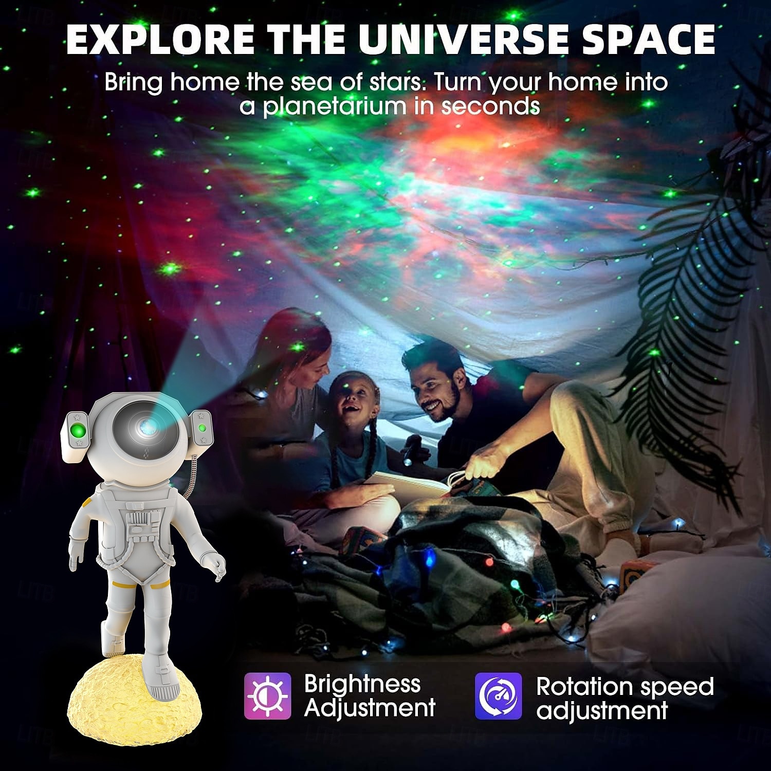 Astronaut Starry Sky Projection Light with Remote Control, Type-C USB Charging Running Astronaut Shape for Christmas, Halloween, Party Decorations, Festive Atmosphere, Gift 2025 - $53.99 –P6