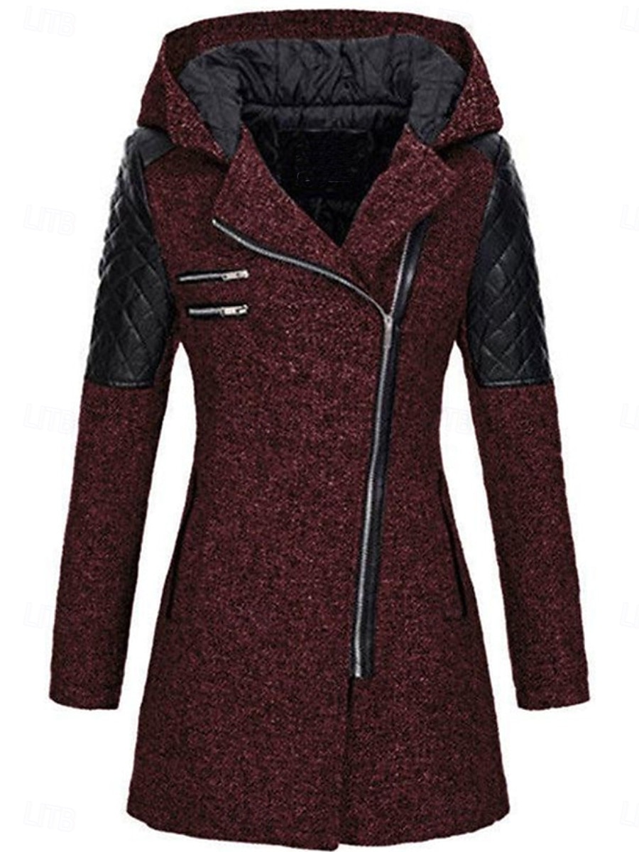 Dame Frakk Trenchcoat Gate Dagligdagstøy Feriereise Høst Vinter Lang Frakk Normal Hold Varm Pustende Stilfull Fritid Gate stil Jakker Langermet عادي Med lommer Svart Vin Blå 2025 - $52.99 –P10
