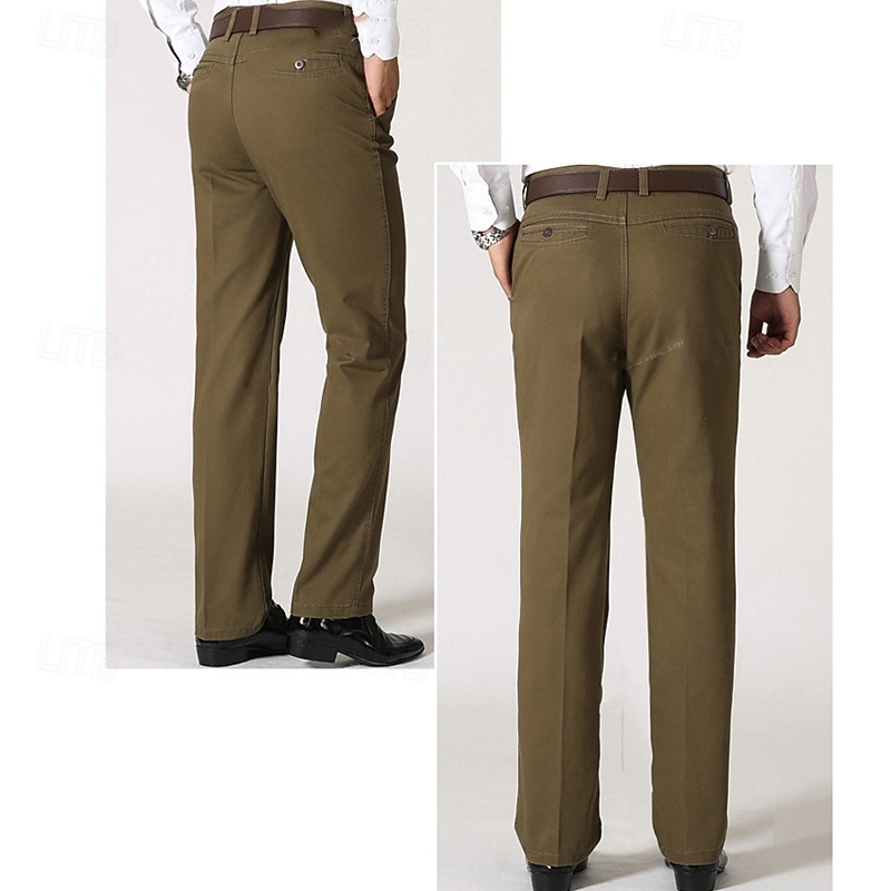 Per uomo pantaloni della tuta Pantaloni Chino Bottoni Tasche Gamba dritta Liscio Comfort Formale Feste Ufficio Di tendenza Classico Nero Verde scuro Media elasticità del 2025 a $18.99 –P8
