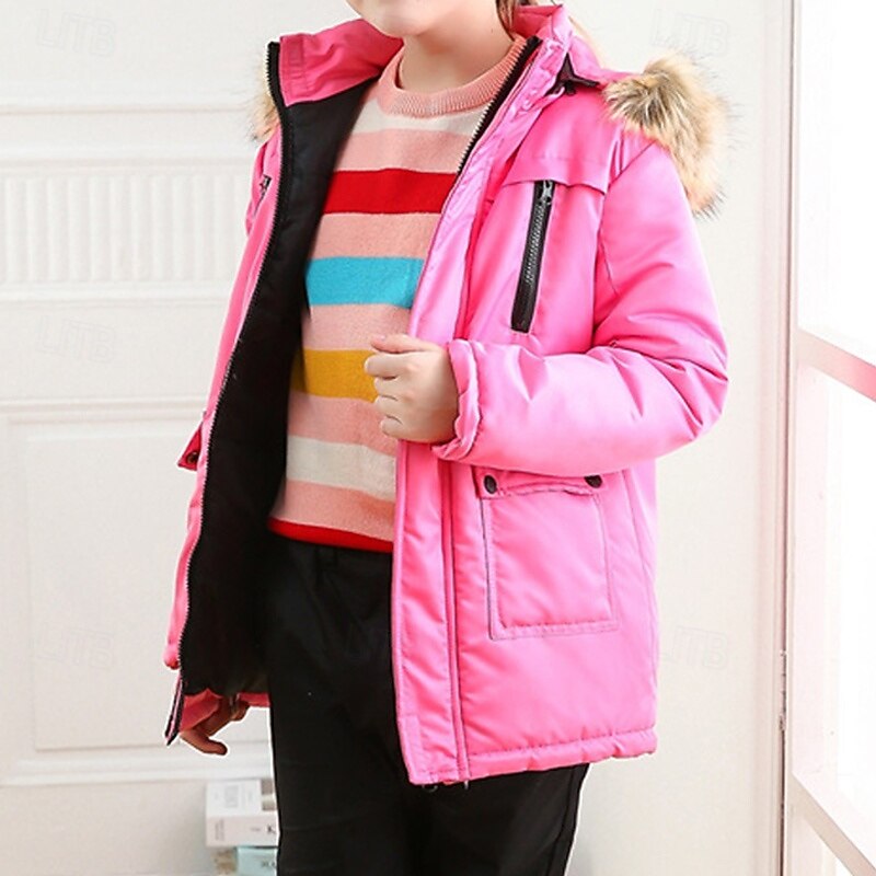 παιδικό πουπουλένιο μπουφάν για κορίτσια απλό streetwear τσέπης διακοπών βαμβακερό παλτό πανωφόρι 4-12 ετών φθινοπωρινό μαύρο ροζ σκονισμένο τριαντάφυλλο 2025 - $50.99 –P1