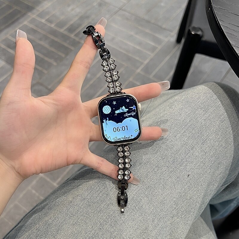 Pulseira de joias Compatível com Pulseira Apple Watch 38mm 40mm 41mm 42mm 44mm 45mm 49mm Bling Diamond Ajustável Respirável Lega pulseira de substituição para iwatch Ultra 2 Series 9 8 7 SE 6 5 4 3 2 de 2025 por $16.99 –P12