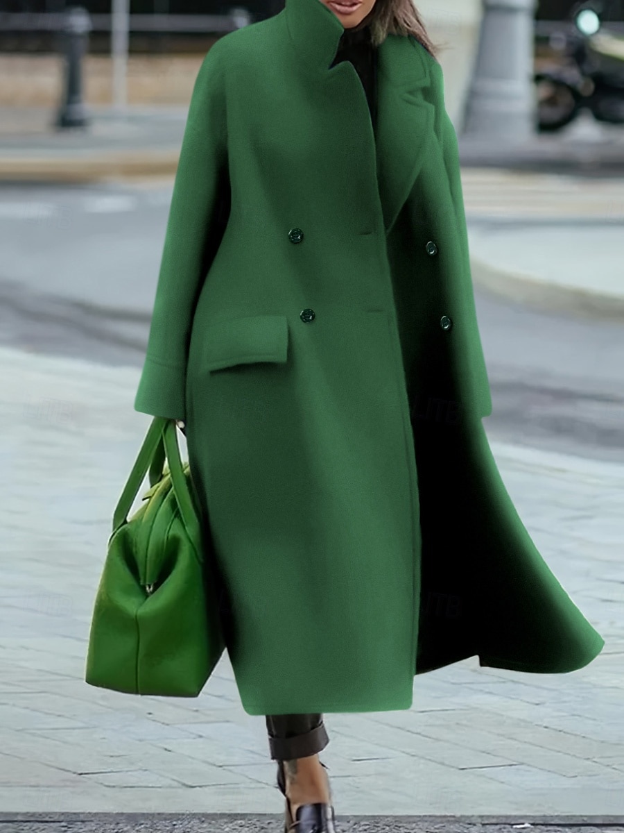 Damen Wintermantel Mantel Umhang / Umhänge Windundurchlässig warm halten Tasche Brautkleider schlicht Streetstyle Glatt Urlaub Arbeit Strasse Freizeitskleidung Einreihiger Verschluss Umlegekragen 2025 - $73.99 –P1