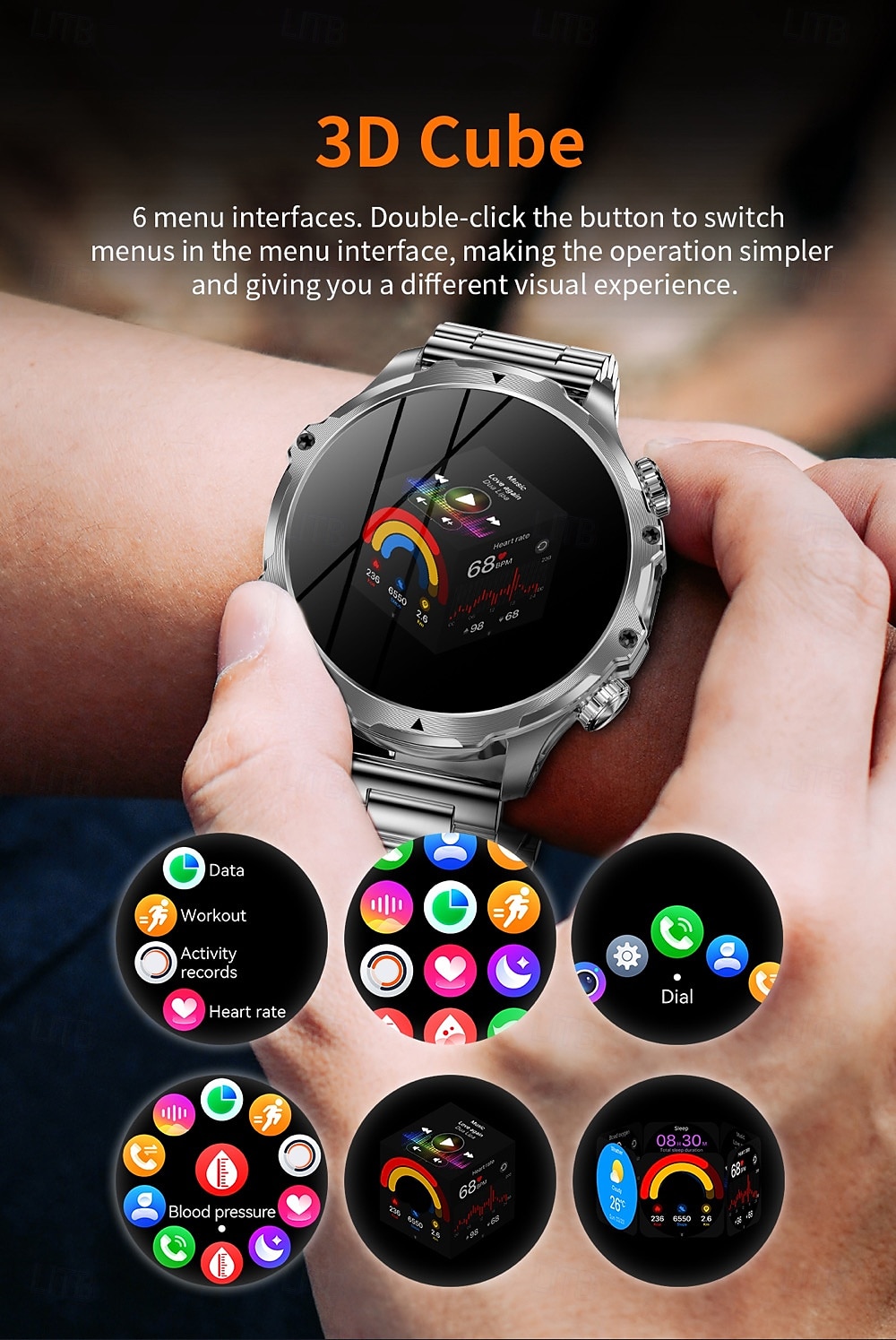 696 AK75 Smart Watch 1.85 inch Smart Band Fitness Bracelet Bluetooth Pedometer Call Reminder Sleep Tracker Compatible with Android iOS Men Hands-Free Calls Message Reminder Step Tracker IPX-0 52mm 2025 - $62.99 –P8