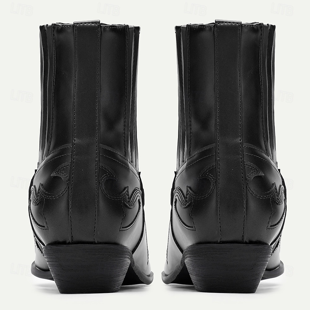 brązowe i niebieskie kowbojskie buty męskie w stylu western – haftowany wzór ze sztucznej skóry do noszenia na co dzień i w stylu rustykalnym 2025 - $59.99 –P5