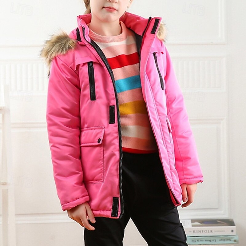 παιδικό πουπουλένιο μπουφάν για κορίτσια απλό streetwear τσέπης διακοπών βαμβακερό παλτό πανωφόρι 4-12 ετών φθινοπωρινό μαύρο ροζ σκονισμένο τριαντάφυλλο 2025 - $50.99 –P2