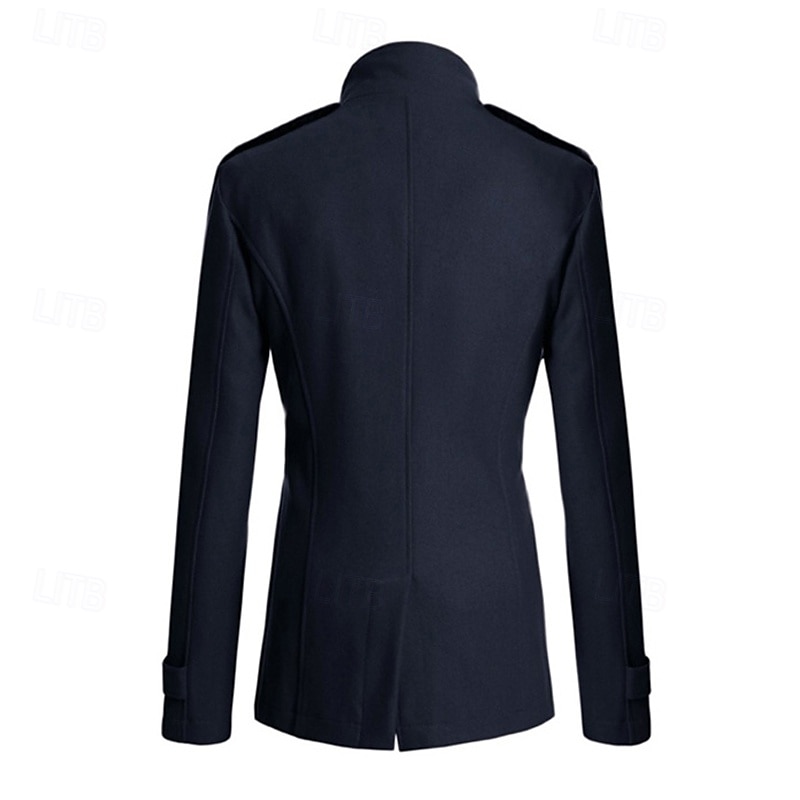 Pánské Polní kabát Peacoat Trenčkot Denní Dovolená Podzim zima Polyester Zahřívací Svrchní oděvy Oblečení Módní Klasické Bez vzoru Kapsy Stojáček Dvouřadé 2025 - $49.99 –P17