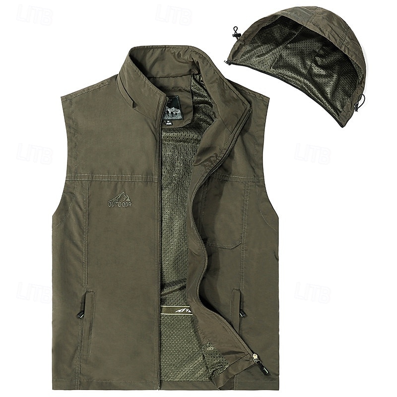 בגדי ריקוד גברים וסט Gilet אפוד דייגים וסט לטיולי הליכה יומי פגישה (דייט) חופשה אופנתי יום יומי קיץ & אביב כיס מכסה המנוע הניתן להסרה פוליאסטר נוח אחיד רוכסן עם קפוצ'ון רגיל 2025 - $38.99 –P4