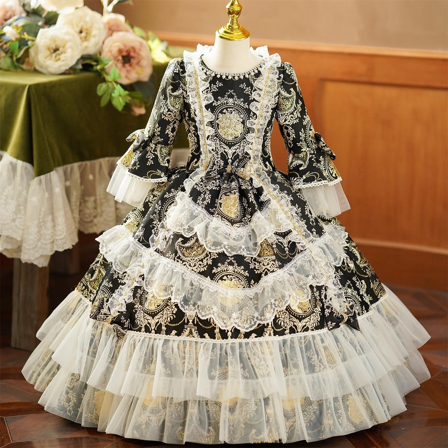 Rokoko Vintage inspiriert Kleid Partykostüm Maskerade Prinzessin Shakespeare Einfarbig Ballkleid Kostüm Mädchen königlich Halloween Karneval Kindertag Party Geburtstag Ferien Kinder Kleid Ganzjahres 2026 - $190.99 –P5