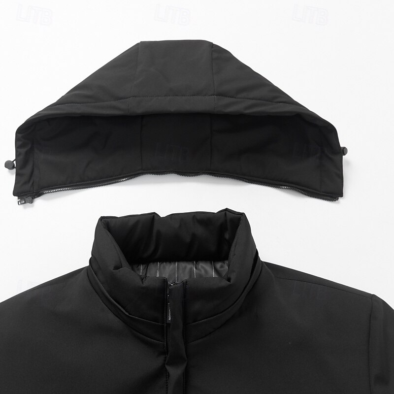 Per uomo Cappotto invernale Lungo Inverno Tinta unita / tinta unita Informale Standard Nero Blu scuro Giacca del 2025 a $60.99 –P6