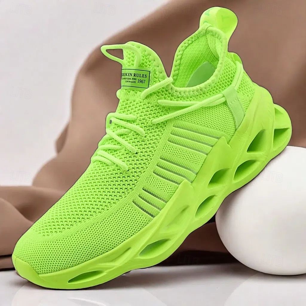 scarpe da corsa traspiranti da uomo verde neon – scarpe sportive leggere con suola ammortizzata per sport e attività all'aperto del 2025 a $46.99 –P1