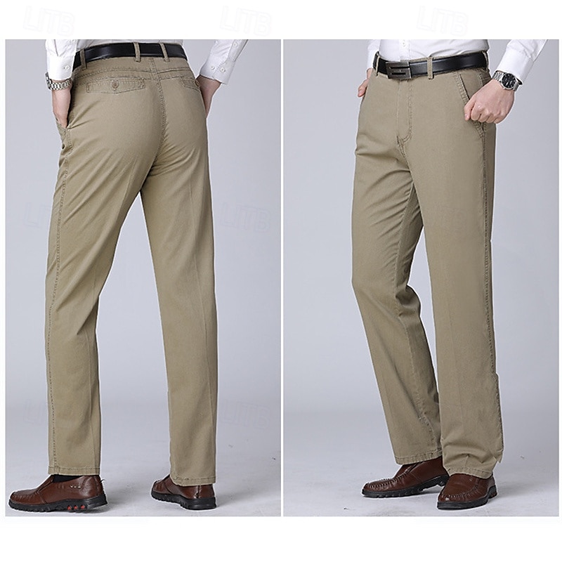 Herr Kostymbyxor Långbyxor Kinesiska Knappar Ficka Slät Komfort Formell Fest Arbete Mode Klassisk Stil 다크 카키 Ljus kaki Microelastisk 2025 - $16.49 –P10