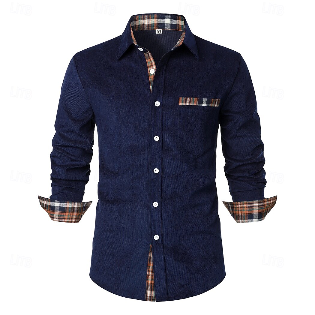 Per uomo Camicia Camicia di velluto a coste Sovracamicia A quadri Esterno Strada Nero Blu marino Marrone Verde Manica lunga Colletto Inverno Primavera & Autunno Abbigliamento del 2025 a $27.99 –P9