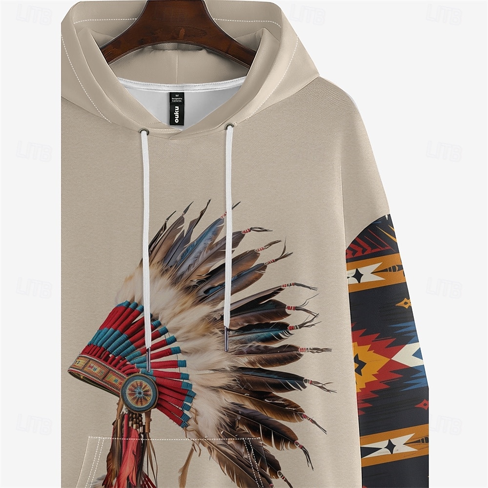 Herren Grafik Blumenmuster Indianer Kapuzensweatshirt Kapuzenshirts Pullover Urlaub Täglich Klassisch Lässig Langarm Mit Kapuze Urlaub Sport im Freien Ausgehen Streetwear Hellbraun Drucken Winter 2026 - $31.99 –P6