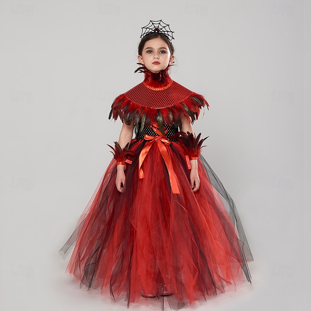 Čerodějnice Upír Scarlet Witch Valpuržina noc Úbory Fancy kostým Dětské Dívčí Výkon Párty Karneval Jednoduchý karnevalový kostým 2025 - $43.99 –P1