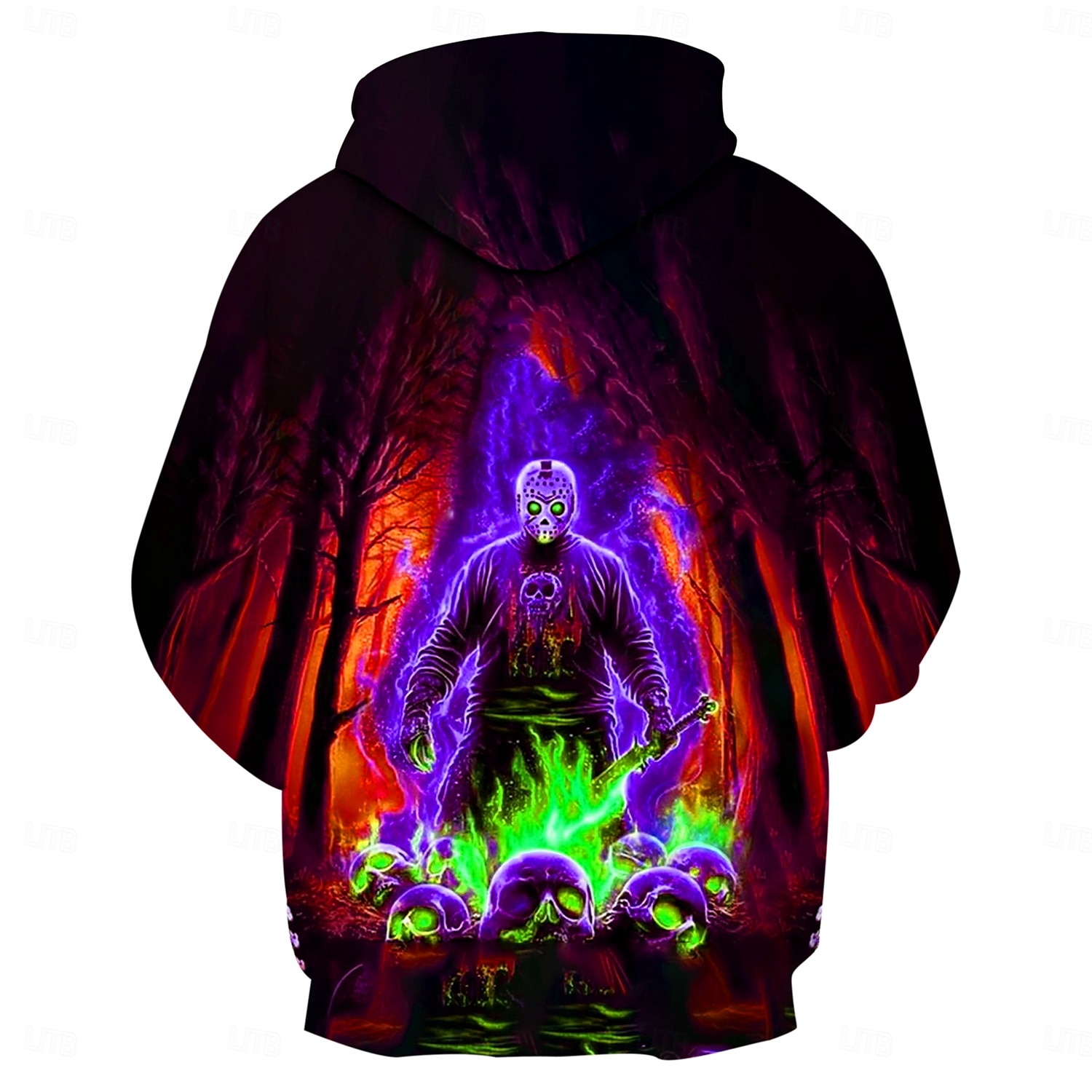 Morder Jason Voorhees Hattetrøje Pullover Halloween 3D Graphic Til Par Herre Dame Voksne Halloween Karneval Maskerade 3D-utskrift Fest Fritid / hverdag 2025 - $24.99 –P6