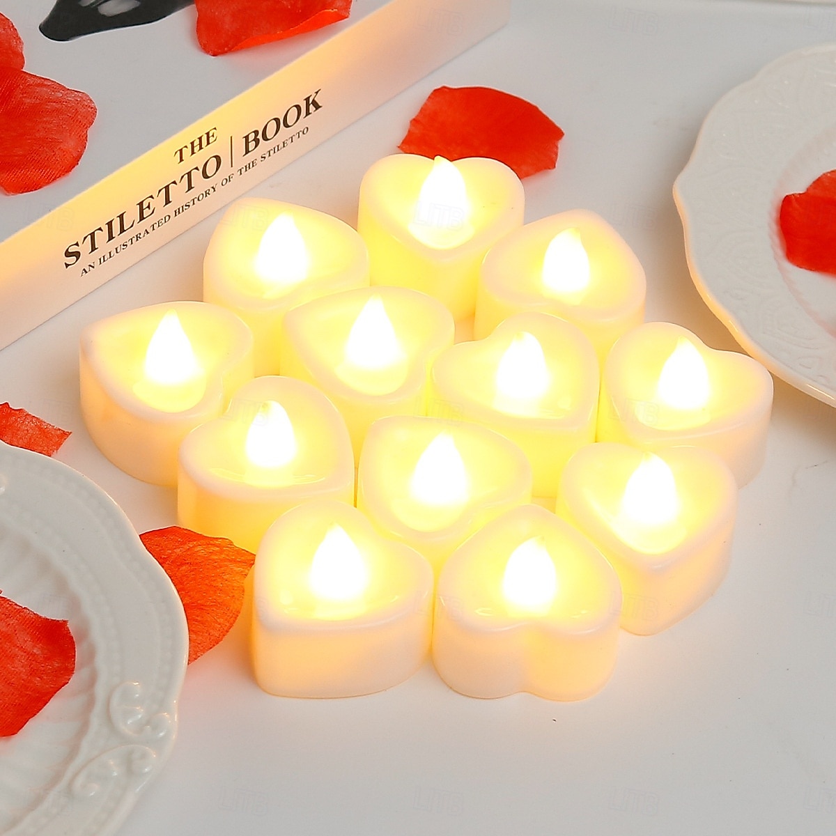 LED elektroniskt ljus candle light hjärtformad förslag party romantisk dekoration rekvisita jul halloween semesterparty hem dekoration 12/24 st 2026 - $14.49 –P5
