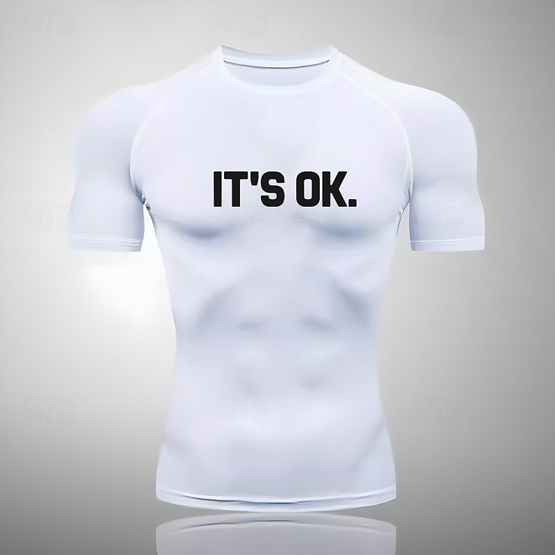 Men's Compression Shirt Athletic Shirt Gym Shirt Fitness Shirt Short Sleeve Tee Tshirt Casual Athleisure Breathable Quick Dry Soft Gym Workout Running Walking Sportswear Activewear Black White Red 2025 - $15.49 –P6