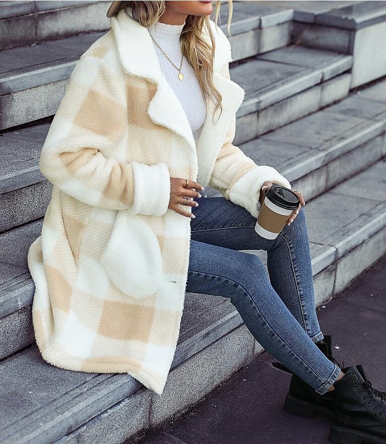 Manteau Trench Femme Usage quotidien Vacances Sortie mode Décontractées Avec poches Longue Manteau Beige Automne Hiver Gilet Revers Ample S M L XL 2XL de 2025 ? $73.99 –P3