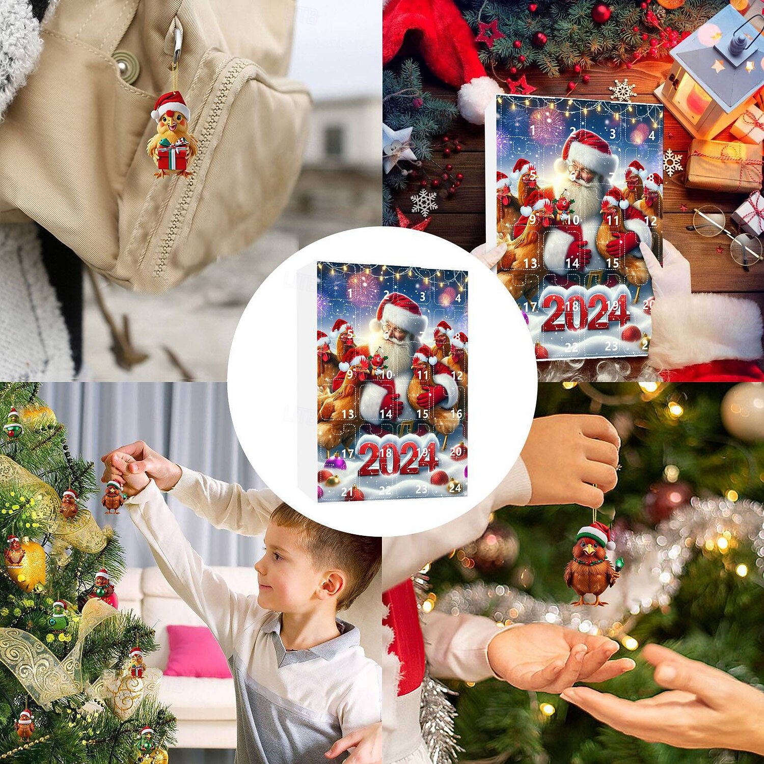 Christmas Advent Calendar Ornaments,2D Acrylic Cute Chicken Baby 24pcs Christmas Ornament Kit Gift 24 Days Countdown Mini Hanging Tree Xmas Ornaments for Christmas Party Decorations 2025 - $24.99 –P5