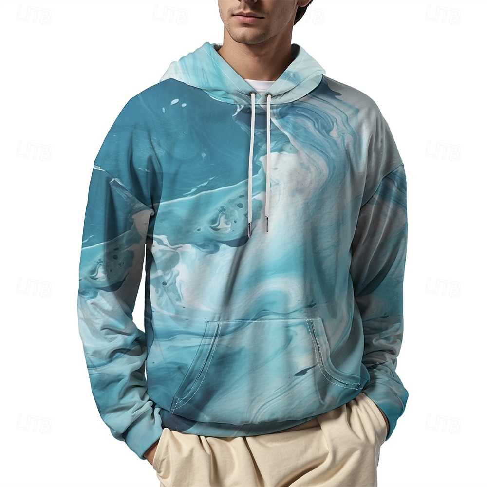 Herr Grafisk Flödande Quick / Vätska Huvtröja Huvtröjor Tröja Huvtröja Långärmad Huvtröja Huva Semester 3D-tryck Semester Utomhussport Utekväll Blå Tryck Vinter Vår & Höst Designer 2025 - $28.99 –P7