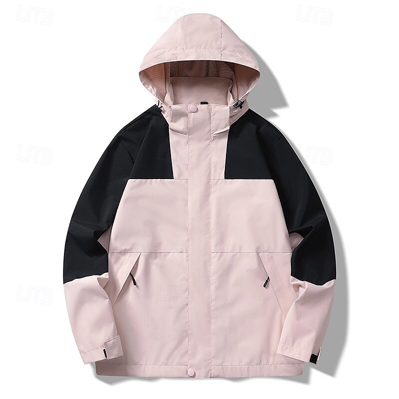 Homens Mulheres Jaqueta de Trilha Inverno Ao ar livre Bloco de cor Prova-de-Água A Prova de Vento Zíper Frontal Jaqueta leve Zip Completo Campismo / Escursão / Espeleologismo Preto Rosa claro Camelo de 2025 por $38.99 –P19