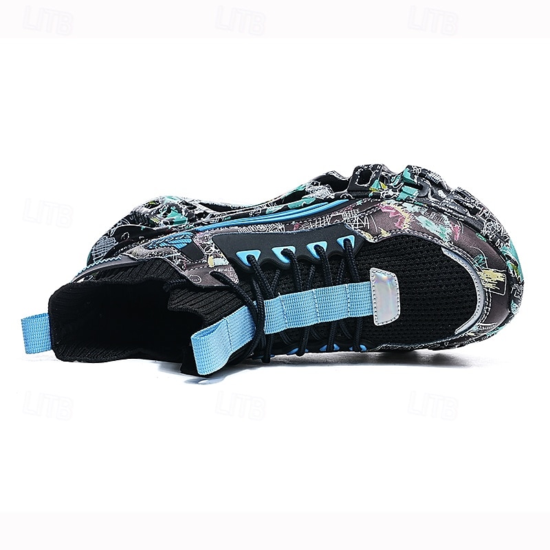 sneakers alte da uomo con motivo graffiti – scarpe sportive streetwear colorate con chiusura con lacci, tomaia in mesh traspirante per abbigliamento casual e sportivo del 2026 a $64.99 –P15