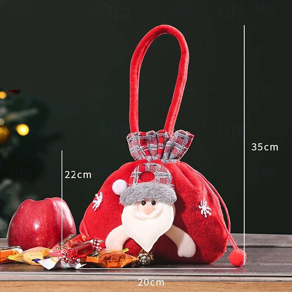 подарочные пакеты для конфет на Рождество, тканевые пакеты для конфет, яблок, подарков на вечеринку, декор рождественской елки, многоразовые и долговечные, небольшие подарочные пакеты для 2025 - $16.59 –P4