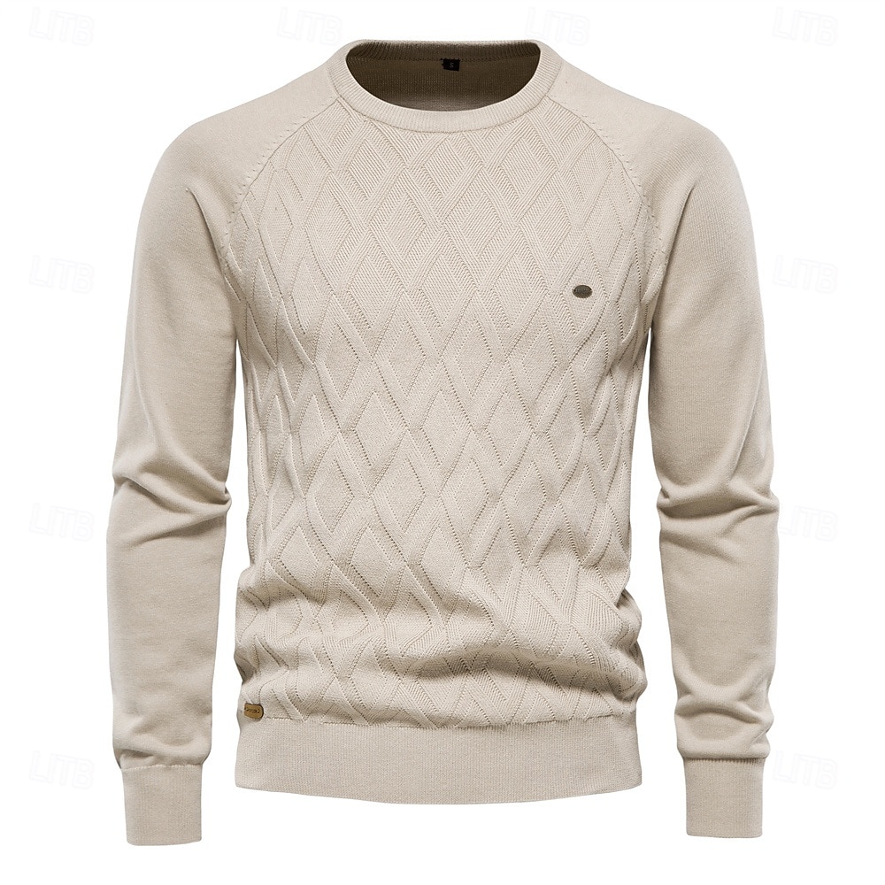 Argyle Basic Herrenpullover einfarbig Oansatz Langarm Strickpullover Herren Wintermode neue warme Pullover für Männer 2025 - $41.99 –P2