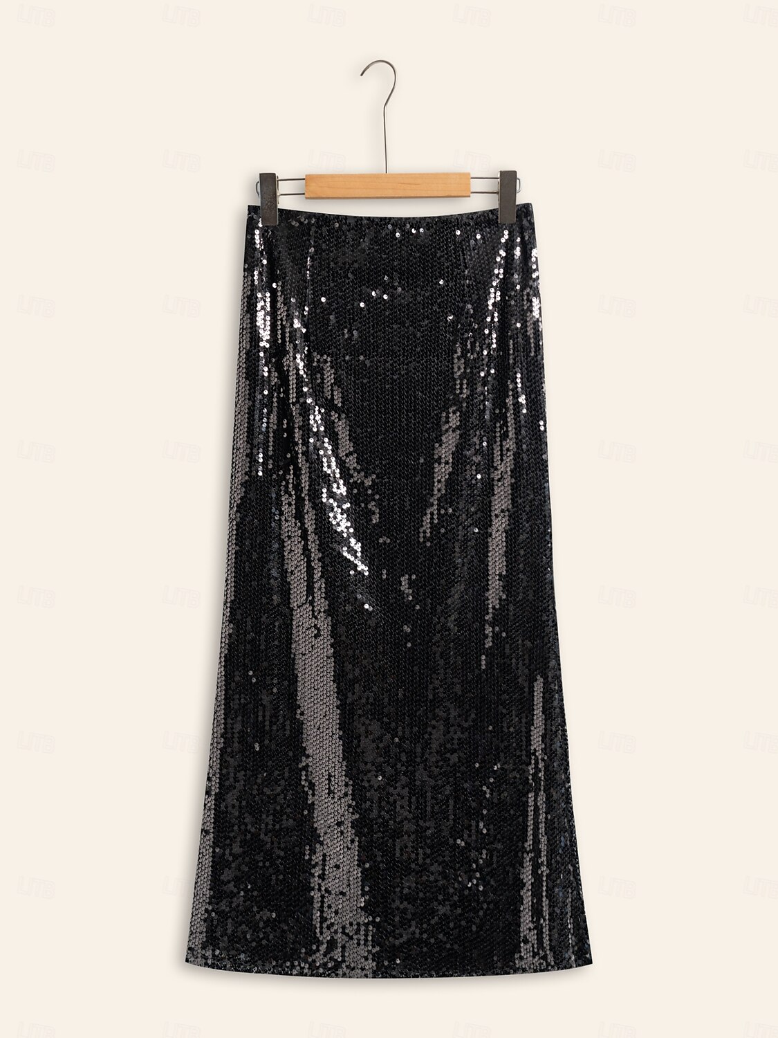 Femme Midi Noir Jupes Printemps, Août, Hiver, Eté Paillettes Doublé Taille médiale Elégant Rétro Vintage Soirée Formel Mariage Soirée XS S M de 2025 ? $41.99 –P7