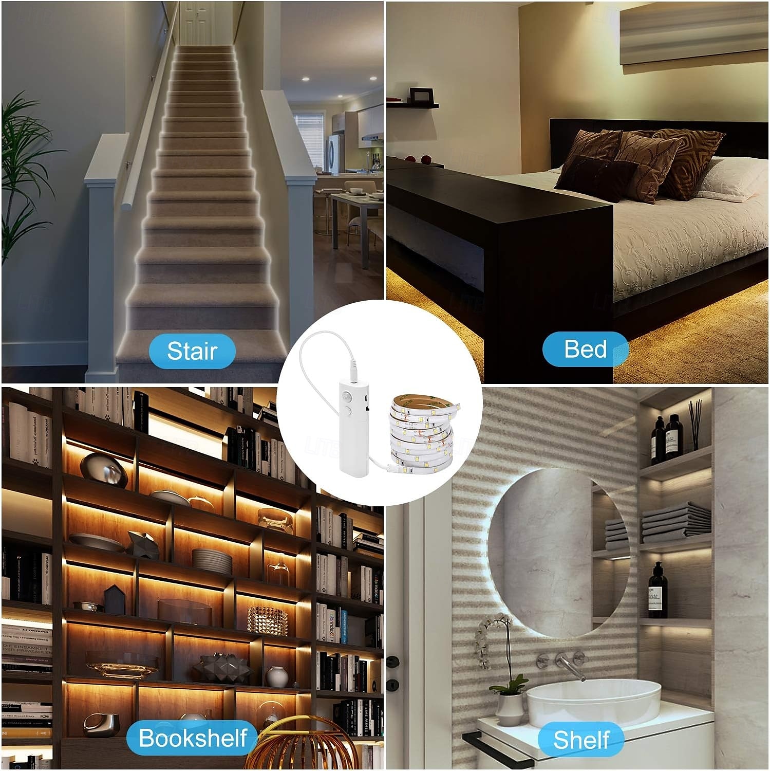 Motion Sensor LED Light Strip 1-2.5 Meters, Rechargeable Battery Box, Indoor Motion-Activated Light for Wardrobes, Stairs, Cabinets, Counters, and Beds (Batteries Not Included) 2025 - $13.49 –P13
