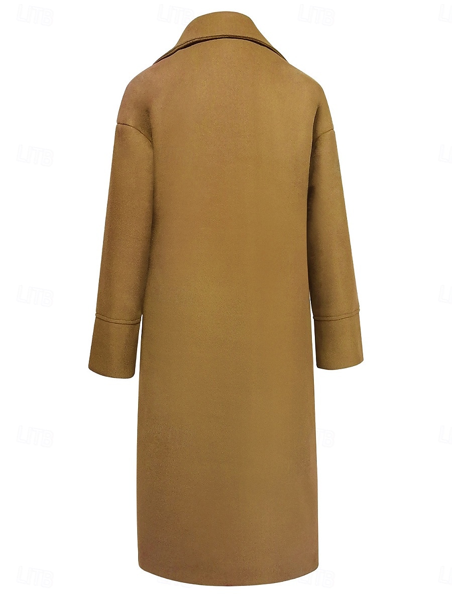 Damen Wintermantel Mantel Umhang / Umhänge Windundurchlässig warm halten Tasche Brautkleider schlicht Streetstyle Glatt Urlaub Arbeit Strasse Freizeitskleidung Einreihiger Verschluss Umlegekragen 2025 - $73.99 –P18